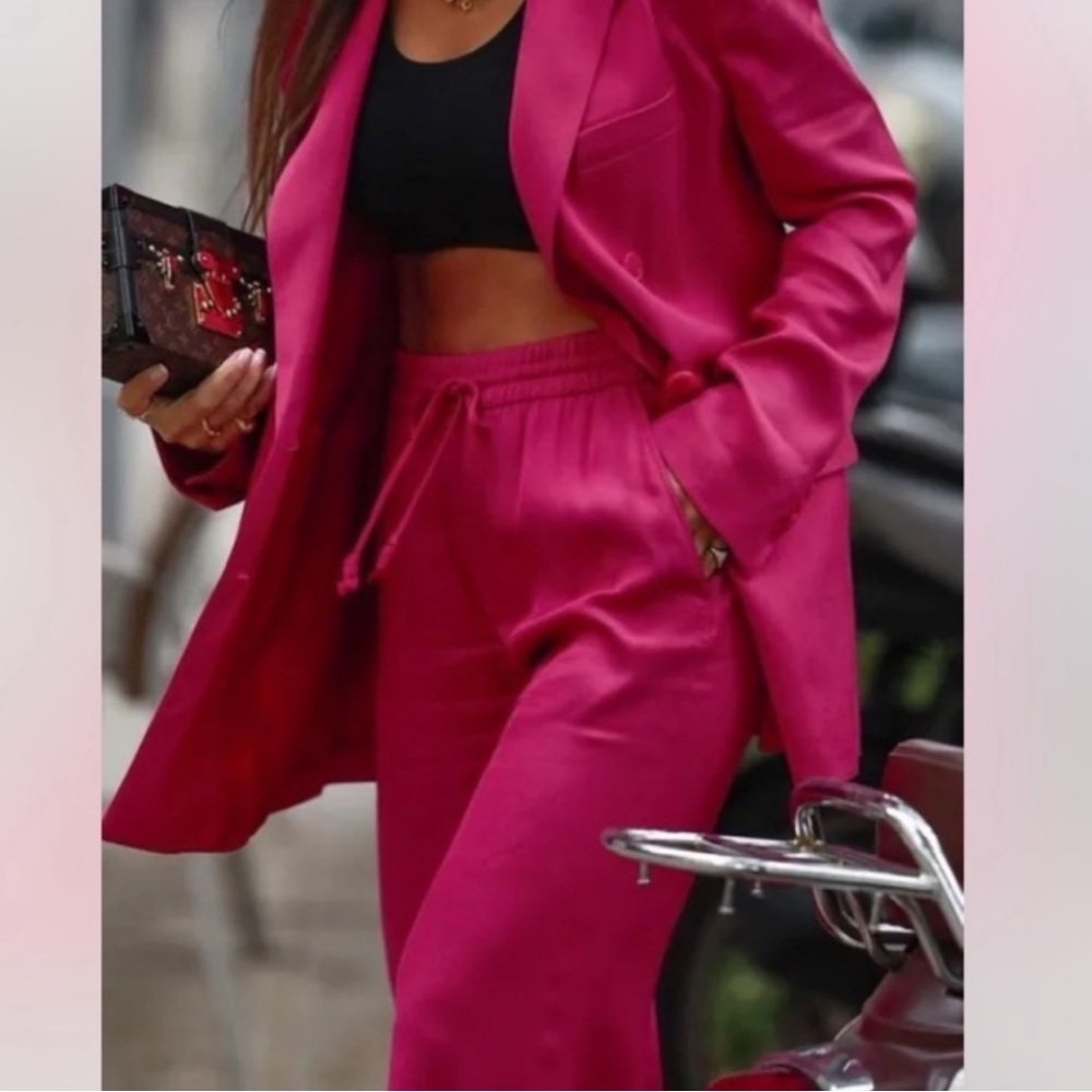 NWT Zara Pink Flowy Jacket and Drawstring Trousers